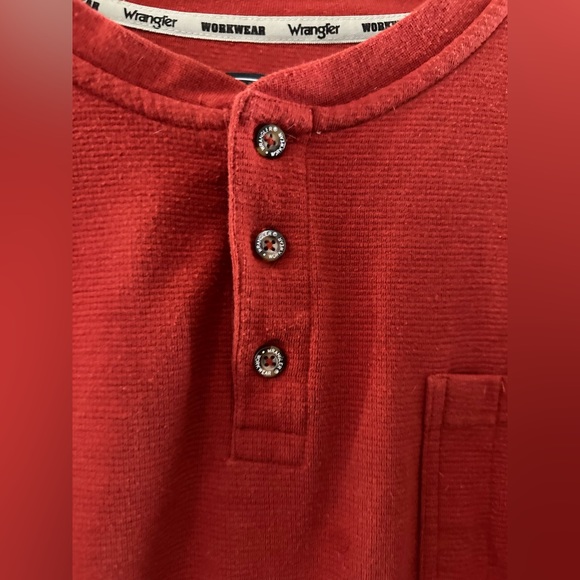 Wrangler Workwear Men's Henley Collar Waffle Thermal Shirt Burnt Red Size 3XL - Picture 4 of 7